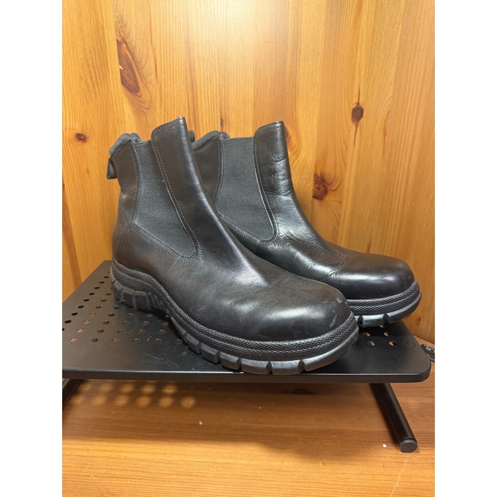 Bass Black Leather Lug Sole Chelsea Boots Ankle Platform Pull On  Boots 11m